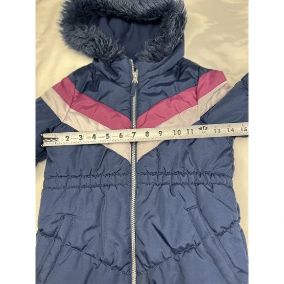 OshKosh B'gosh Winter Jacket Girls Coat Size 5/6 Cute!! Blue Pink Retro Stripes - Picture 13 of 13